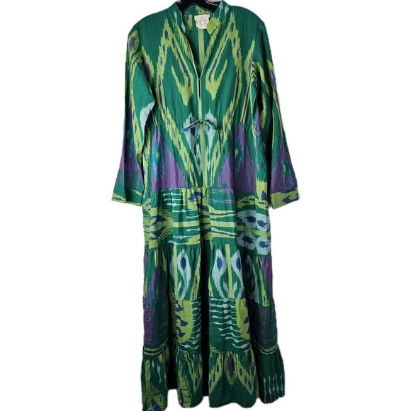 Guadalupe Dresses & Skirts - Guadalupe Anthropologie Green Maxi Dress Small Southwestern Boho LS Resortwear